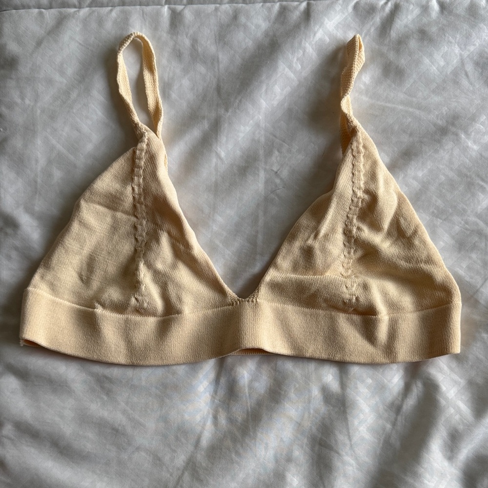 Zara Soft Knit Triangle Bralette in Light Cream